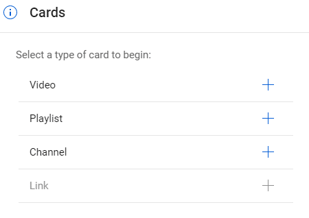 type of youtube cards